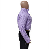 Smooth Leather Stand Collar Cotton-padded Jacket LSD-6501
