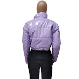 Smooth Leather Stand Collar Cotton-padded Jacket LSD-6501