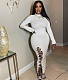 Elegant Turtleneck Long Sleeve Slit Lace Up Knit Dresses JLY-19486