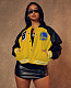 Pu Leather Patchwork Button Warm Baseball Jacket AWN-5264
