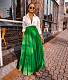 High Waist Solid Color Ankle-Length Pleated Skirts BGN-0006