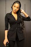 Office Lady Solid Color Long Sleeve Blazer Jackets XMY-9396