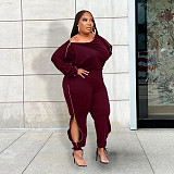 Off Shoulder Full Sleeve Zipper Plus Size Jumpsuits JLY-19490