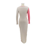 Color Block Ribbed Cut Out Bodycon Dresses HANI-TTDD004