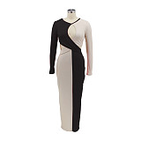 Color Block Ribbed Cut Out Bodycon Dresses HANI-TTDD004