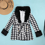 Plush Patchwork Print Winter Warm Women Coats NY-2600