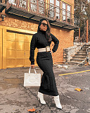 Turtleneck Long Sleeve Twist Knitted Sweater Dress TR-1236