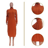 Turtleneck Long Sleeve Twist Knitted Sweater Dress TR-1236