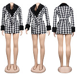 Plush Patchwork Print Winter Warm Women Coats NY-2600