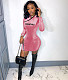 Velvet Zipper Long Sleeve Bodycon Mini Dress YUM-90108-1