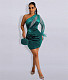 Velvet One Shoulder Long Sleeve Mini Party Dresses NY-2611