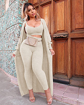 Plush Cardigan Coat+Vest+Skinny Pants 3 Piece Set YD-8677