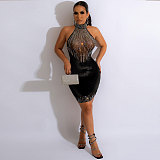 Glitter Hot Drilling Luxury Halter Backless Cocktail Dress NY-2607