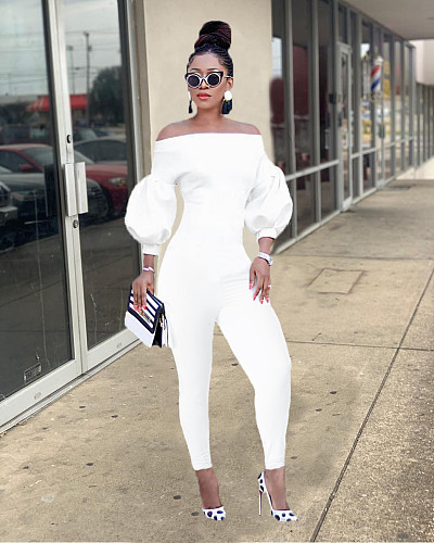 Sexy Off Shoulder Lantern Sleeve One Piece Jumpsuits DAI-8411