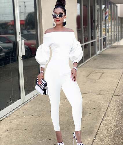 Sexy Off Shoulder Lantern Sleeve One Piece Jumpsuits DAI-8411