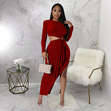 Long Sleeve Cut Out Waist High Side Slit Party Dresses YF-10346