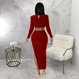 Long Sleeve Cut Out Waist High Side Slit Party Dresses YF-10346