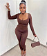 Simple Solid Long Sleeve T Shirt Leggings Outfits NM-8536