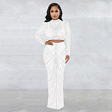 Sexy Clubwear Mesh Hot Drilling See Through Skirts Set BY-6028