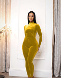 Velvet Long Sleeve Turtleneck Bodycon Jumpsuit YD-8679