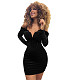 Mesh Velvet Patchwork Off Shoulder Party Dresses BY-6080