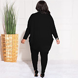 Plus Size Solid Cardigan Pencil Pants Two Piece Sets JLY-19495