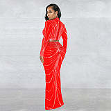 Sexy Clubwear Mesh Hot Drilling See Through Skirts Set BY-6028