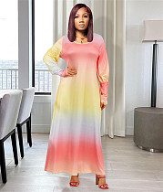 Gradient Color Lantern Sleeve Loose Plus Size Dress JLY-19496 Gradient Color Lantern Sleeve Loose Plus Size Dress JLY-19496