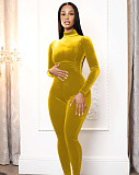 Velvet Long Sleeve Turtleneck Bodycon Jumpsuit YD-8679