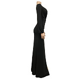 Sexy Deep V Neck High Slit Ruched Evening Dresses BY-6070