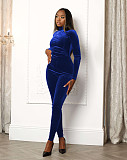 Velvet Long Sleeve Turtleneck Bodycon Jumpsuit YD-8679
