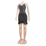 Spaghetti Strap Hot Drilling Feather Party Dresses NY-2601