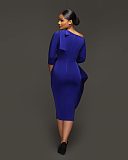 Elegant Skew Collar Irregular Ruffle Bodycon Dresses YS-835