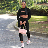 Long Sleeve Crop Top And Pants 3 Piece Sweatsuits TE-4503