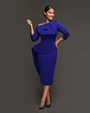 Elegant Skew Collar Irregular Ruffle Bodycon Dresses YS-835