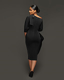 Elegant Skew Collar Irregular Ruffle Bodycon Dresses YS-835