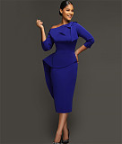 Elegant Skew Collar Irregular Ruffle Bodycon Dresses YS-835