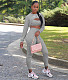 Long Sleeve Crop Top And Pants 3 Piece Sweatsuits TE-4503