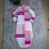 Commuter Plaid Print Single breasted Shirt Dresses CY-6070