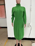 Turtleneck Long Sleeve Twist Knitted Sweater Dress TR-1236