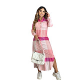 Commuter Plaid Print Single breasted Shirt Dresses CY-6070