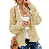 Solid Color Loose Casual Knitted Sweaters Cardigan HX-68202