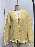 Solid Color Loose Casual Knitted Sweaters Cardigan HX-68202