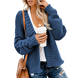 Solid Color Loose Casual Knitted Sweaters Cardigan HX-68202