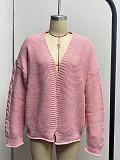 Solid Color Loose Casual Knitted Sweaters Cardigan HX-68202