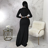 Sexy Cut Out Long Sleeve High Slit Evening Dresses YF-345