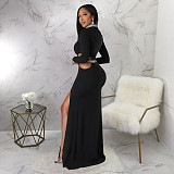 Sexy Cut Out Long Sleeve High Slit Evening Dresses YF-345