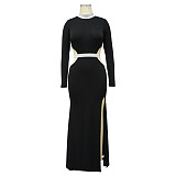 Sexy Cut Out Long Sleeve High Slit Evening Dresses YF-345