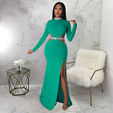 Sexy Cut Out Long Sleeve High Slit Evening Dresses YF-345