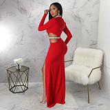 Sexy Cut Out Long Sleeve High Slit Evening Dresses YF-345